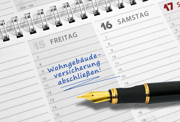Terminnotiz, ”Wohngebäudeversicherung abschließen!„