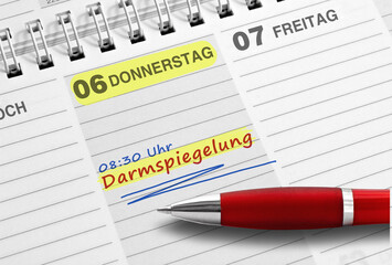 Terminnotiz: Darmspiegelung