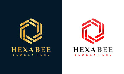 Hexagonal Bee Abstract Logo Design Vector Illustration Template. modern logo design business card