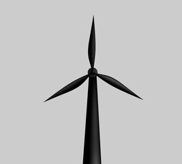 wind power generator icon on gray background, clean energy, wind power