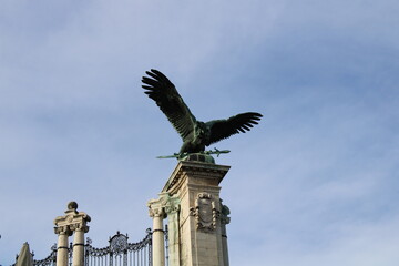 Sculpture of a raven in budapest