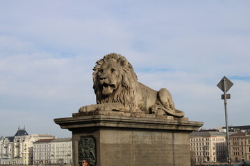 Fototapeta na wymiar Stone statue of lion
