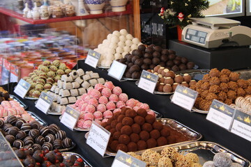 Delicious chocolates in the Budapest market