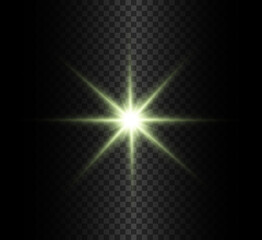 Transparent glow light effect with bright rays. The star exploded with sparkles and highlights.	