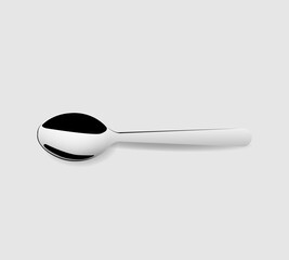 vector, realistic teaspoon, on a gray background with a shadow (3d) - obrazy, fototapety, plakaty