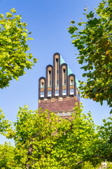Hochzeitsturm auf der Mathildenhöhe ist das Wahrzeichen der Stadt Darmstadt in Hessen