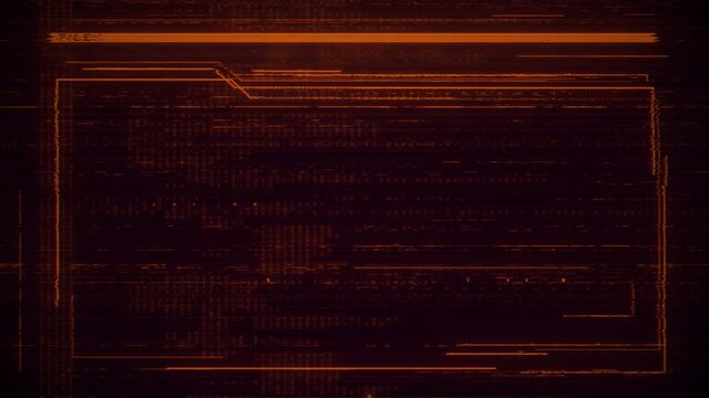 Abstract Orange Looping Display Background Dossier with Data and Screen Distortion