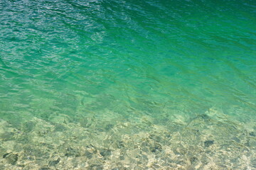 Blue vivid water view from above