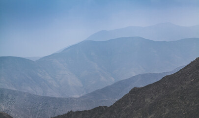 Chonta Canyon with rocky mountains and a blue sky. Condor canyon in Cuzco, Peru 