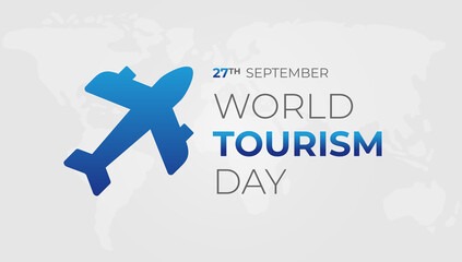 World Tourism Day Background Illustration with Airplane