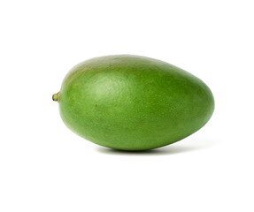 whole green ripe mango isolated on white background