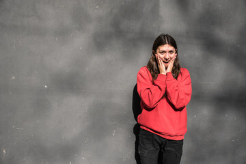 Oh my! young man is surprised to see something concept copy space advertising new adolescent campaign