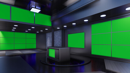 Fototapeta na wymiar 3D Virtual TV Studio News