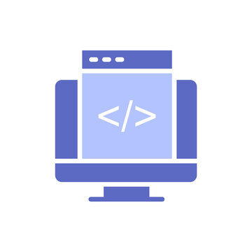Custom Coding solid color style icon. 