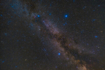 The Summer Triangle photographed from the Luitpold Tower near Merzalben in Germany.