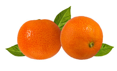 Fresh mandarin orange isolated on white background with clipping path