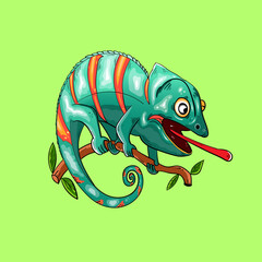 chameleon sticking her tongue out vector