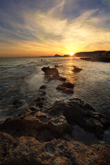 Sunset at La Cala de Cantalar in the province of Alicante.