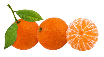 Fresh mandarin orange isolated on white background with clipping path