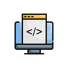 Custom Coding outline filled icon. EPS 10 