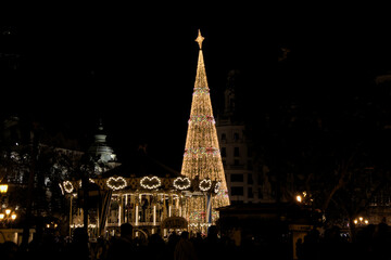 Fototapeta premium Valencia Town Hall Square during Christmas 2019