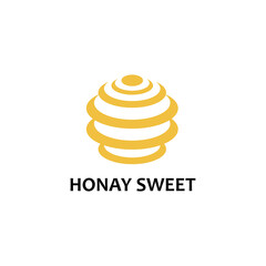 honey logo circle illustration with color design vector