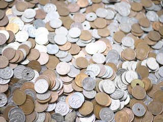 日本円の貨幣の集合写真