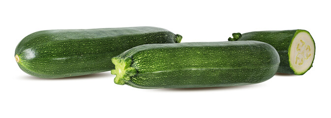 Fresh zucchini isolated on white background with clipping path