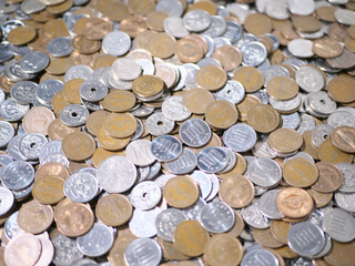 日本円の貨幣の集合写真