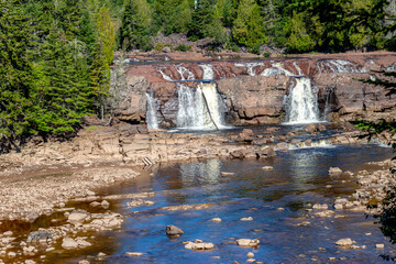 Lepreau Falls in New Brunswick. The water level is very low and the falls a trickle compared to...