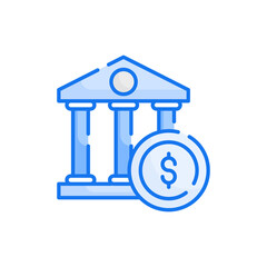 Bank blue color style icon. Banking and Finance symbol EPS 10 file.