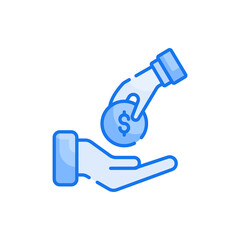 Donation blue color style icon. Banking and Finance symbol EPS 10 file.
