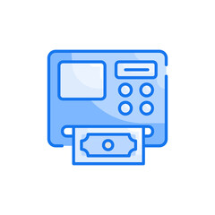 Fototapeta na wymiar Atm machine blue color style icon. Banking and Finance symbol EPS 10 file.