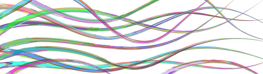 Abstract background of wavy intertwining colored lines on white