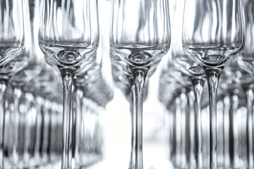 Empty glass sparkling wine glasses