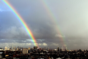 Double Rainbow over London Skyline