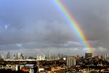Strong Rainbow over London Skyline