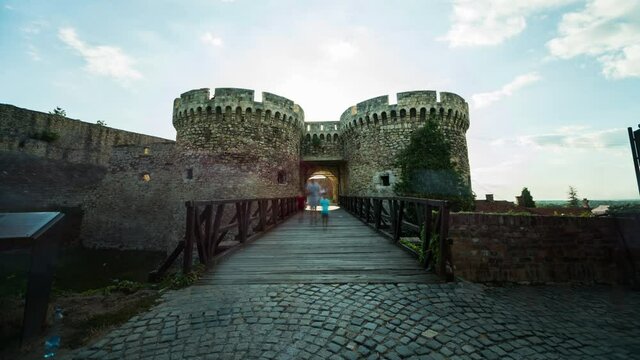 Timelapse at Kalemegdan entrance in Belgrade, Serbia