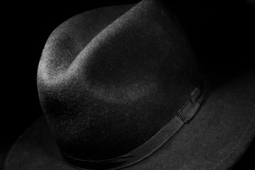 Black and White Close Up of Wide Brimmed Fedora