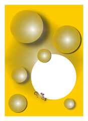 A frame with yellow circles on the background with a gradient.