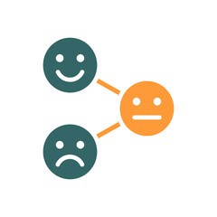 Level of satisfaction colored icon. Range to assess the emotions from positive to negative symbol