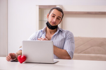 Young man in love during pandemic disease