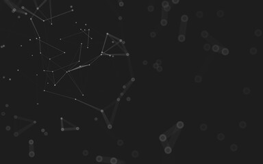 Abstract background. Molecules technology with polygonal shapes, connecting dots and lines. Connection structure. Big data visualization.