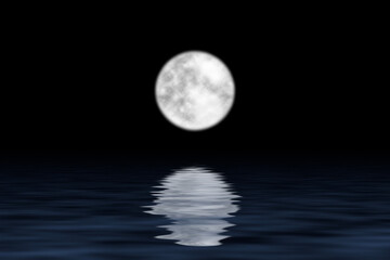 Naklejka na ściany i meble The moon over the water at night