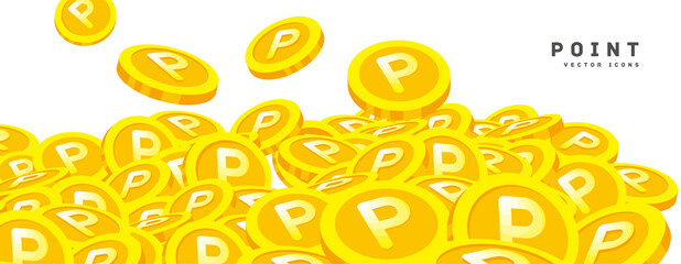 ポイントをモチーフにしたフラットベクターアイコン 沢山のポイントが貯まる