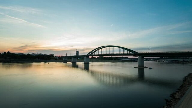 Day to night timelapses at Old Sava Bridge in Belgrade