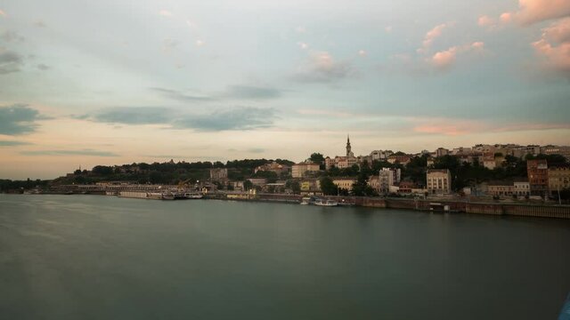 timelapse over Sava River in Belgrade