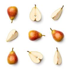 Collection of pears isolated on white background