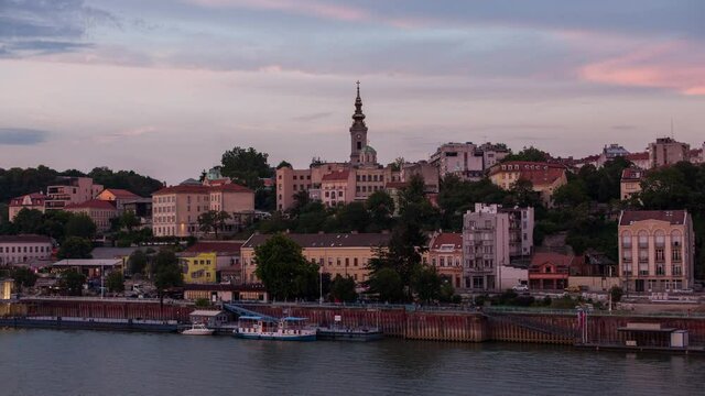 timelapse over Sava River in Belgrade