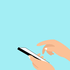 Hand holding a phone with blank screen, Flat Isolated illustration on white background